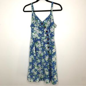 ModCloth Grid floral button mini dress